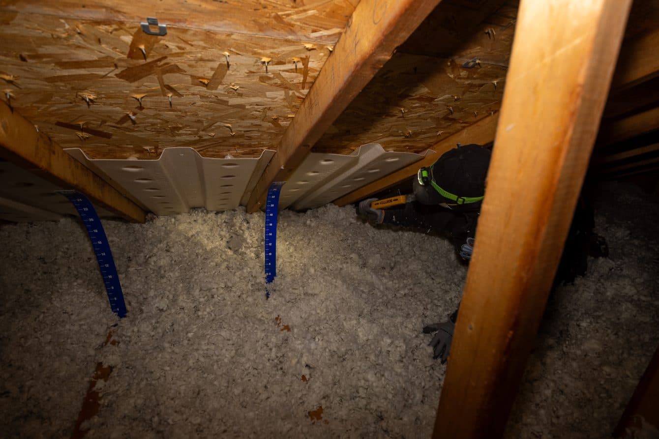 Attic insulation work