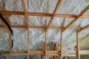 White insulation in an attic